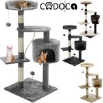 CADOCA Katzenbaum 112 cm 3 Aussichtplattformen 1 Katzenhöhle 2 Spielbälle 1 Spielseil Kratzbaum Katzenkratzbaum Katzenmöbel