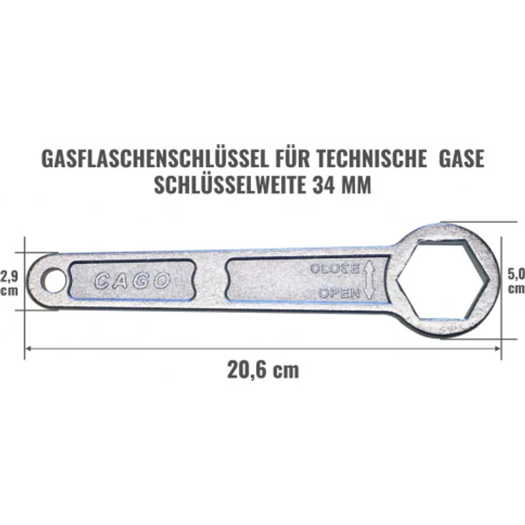 Ring- Gasflaschenschlüssel für die Stahl-Kappe  der technischen Gase