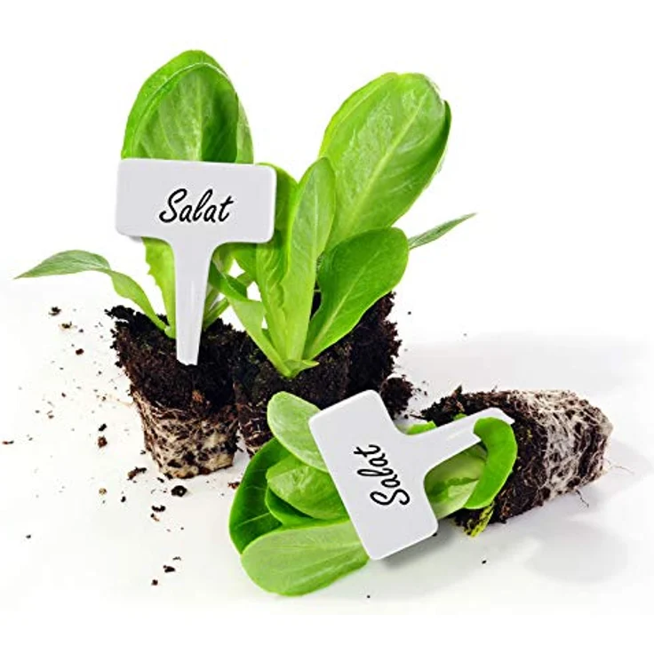 Wellgro Gewächshaus 120 Pflanzschilder - Kräuterschilder zum Beschriften - Kunststoff - weiß - ca. 10 x 6 cm (LxB) - Beetstecker - Pflanzenschilder - Gartenschild – Bild 3