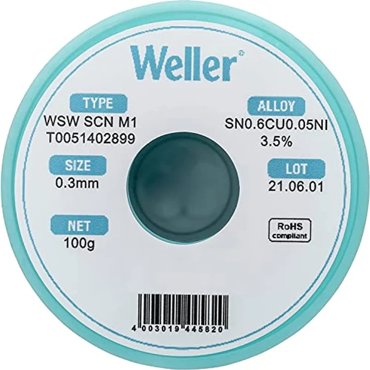 Weller Lötdraht, 0.3mm, Sn99.3-Cu0.6-Ni0.05, 100g (T0051402899) – Bild 2