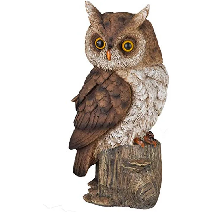 Eule 29 cm Figur Kunststein naturfarben