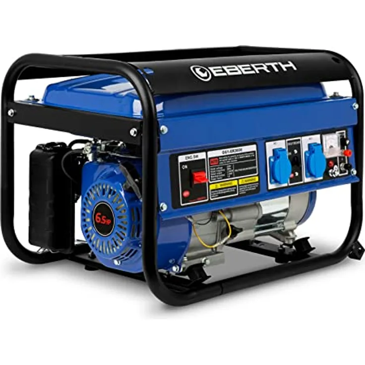 3000 Watt Benzin Stromerzeuger (6,5 PS Benzinmotor, 2x 230V, 1x 12V, Automatischer Voltregler, Ölmangelsicherung, Voltmeter) Generator
