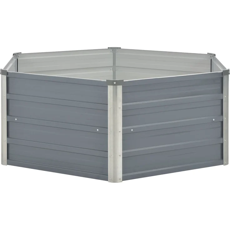vidaXL Hochbeet Grau 129 x 129 x 46 cm Verzinkter Stahl – Bild 1