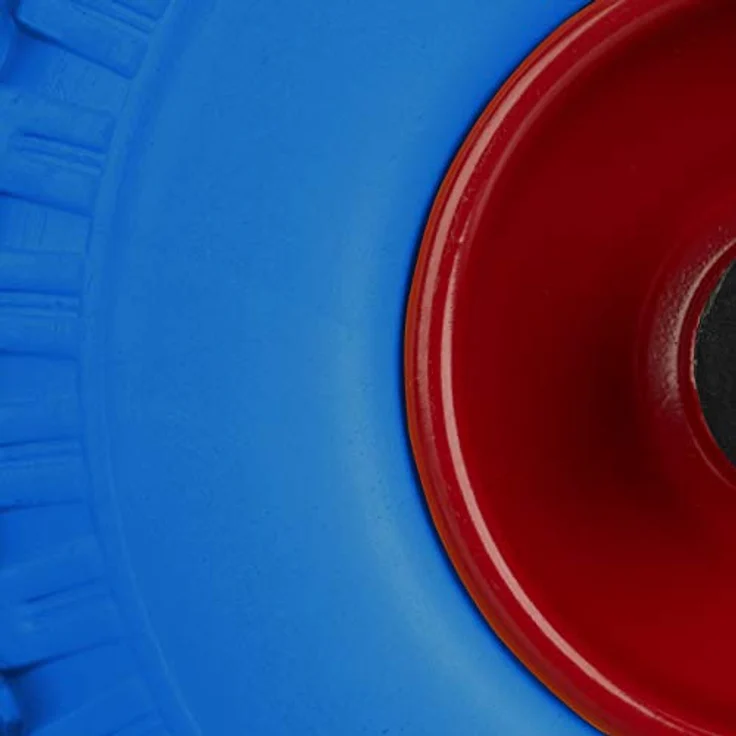 Sackkarrenrad Set, pannensicher, 3.00-4 Vollgummireifen, Stahlfelge, 25 mm Achse, 100 kg, 260x85mm, blau-rot – Bild 7