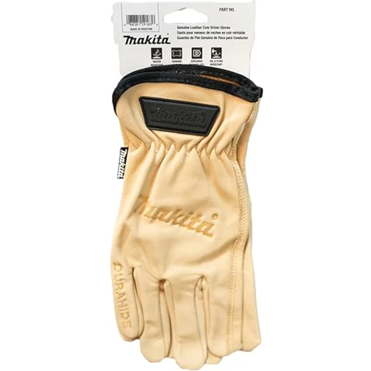 Makita P-84626 Cow Driver Lederhandschuhe, Größe M, echtes Leder, wasser- und ölbeständig, atmungsaktiv, braun – Bild 5