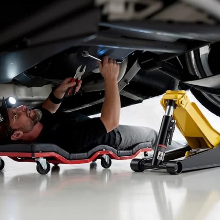 VEVOR Hydraulischer Rangierwagenheber 3T, Wagenheber mit 75-500 mm Hubhöhe, 95 mm Gummiauflage, Doppelzylinder und 360° Mobilität für PKW, SUV, Pickup, Werkstatt – Bild 8