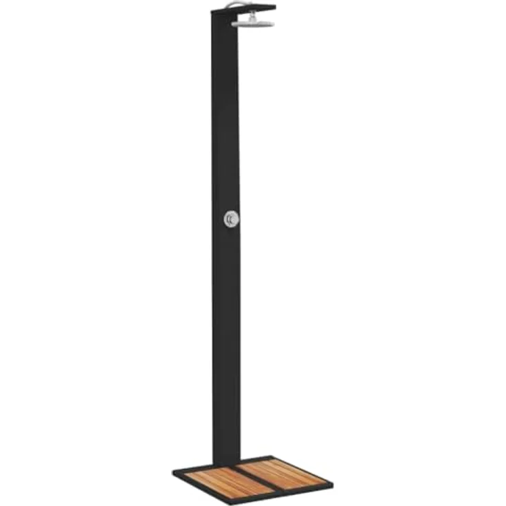 vidaXL Gartendusche aus Poly Rattan, freistehend, schwarz – Bild 2