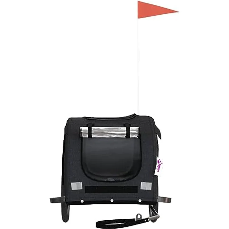 vidaXL Fahrradanhänger für Hunde, Hundeanhänger mit Reflektoren Flagge, Hundetransporter Maximale Belastbarkeit 45kg, Schwarz Oxford-Gewebe Eisen - Preisvergleich – Bild 5