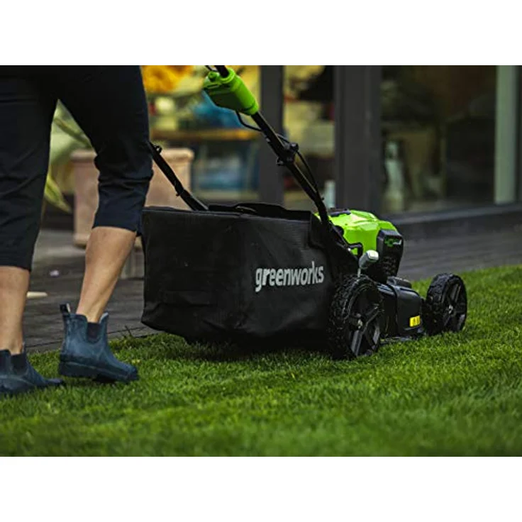 Greenworks Akku-Rasenmäher GD40LM46SP (Li-Ion 40V 46cm Schnittbreite bis 750m² 3in1 Mulchen Selbstfahrantrieb Seitenauswurf 55l Fangkorb 7-fache Schnitthöhenverstellung ohne Akku und Ladegerät) – Bild 4
