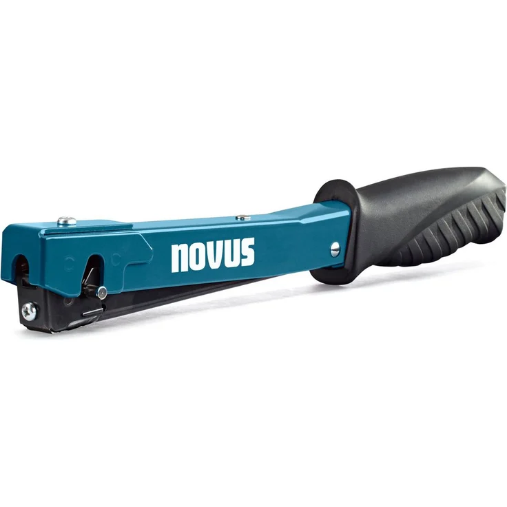 Novus Tools Hammertacker J-022, für Feindrahtklammern Typ H (4-6 mm), ergonomischer Softgrip, robuste Vollmetall-Konstruktion, blau