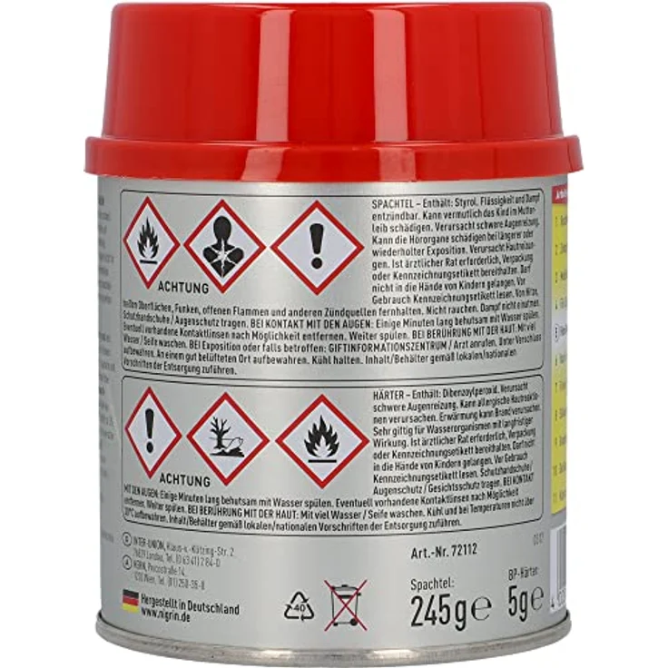 NIGRIN Fertigspachtel Fein-Spachtel, 250g Zweikomponenten-Spachtel mit Härter, porenfreie Karosserie-Lack-Oberfläche – Bild 11