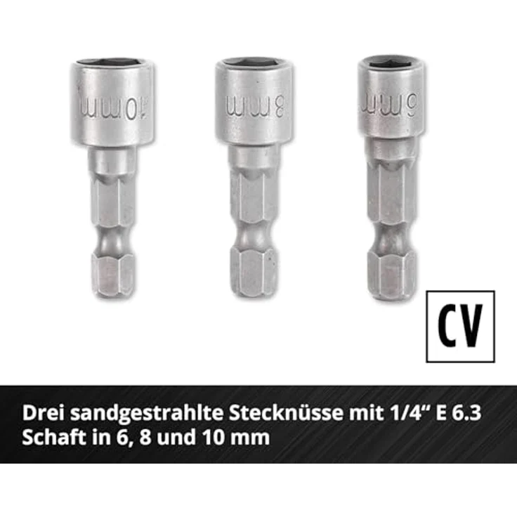 Einhell S-Case Bit-Set 28-tlg., mit 15 Bits 25 mm und 9 Bits 50 mm aus Chrom Vanadium Stahl, inklusive 3 Hexagonal-Stecknüssen und Schnellwechselbithalter – Bild 7