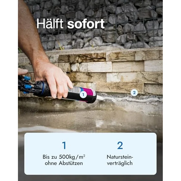 OTTOCOLL M 550 HiTack Hybrid-Klebstoff, 310ml, weiß - Extrem hohe Anfangshaftung, für Holz, Metall, Kunststoff & Naturstein, Innen- und Außenanwendung – Bild 3
