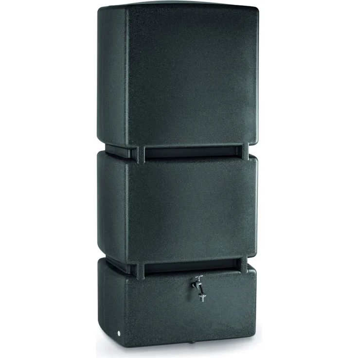 Prosperplast Arves Regenspeicher Jumbo 800 L, eckiger Regenspeicher in schwarzer Betonoptik, 800 Liter Fassungsvermögen