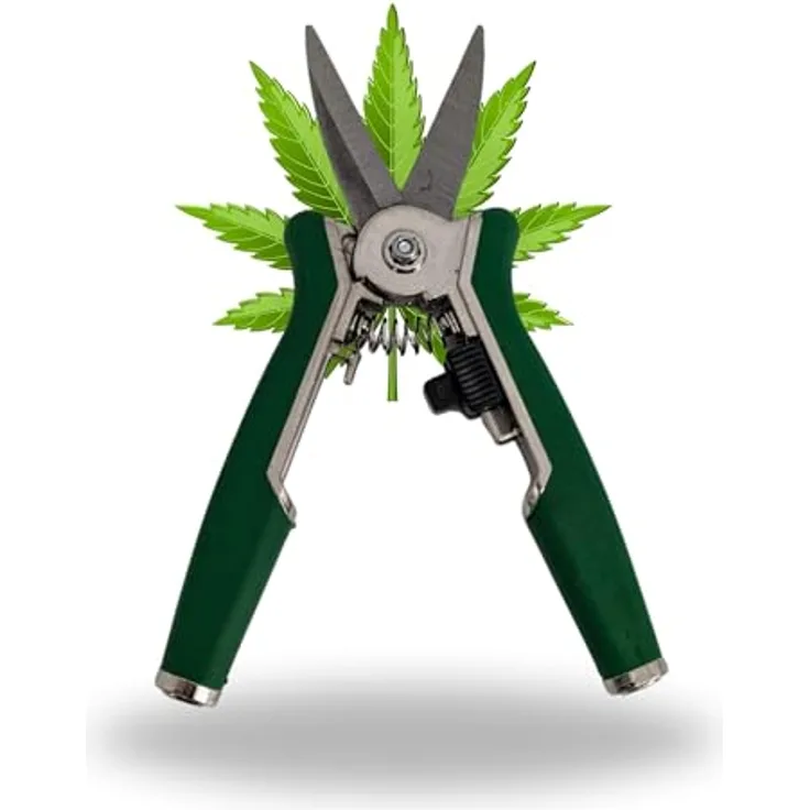 TronicXL Premium Grow Ernteschere Cannabis Gartenschere gerade für Eigenanbau Growbox Zelt Trimmen Planzen Erntehelfer Knipser Leseschere - Hochwertige Gartenschere - Äste und Zweige bis max. 6mm - Anti-Rutsch Griff - Stabile Sprungfeder - Sicherheitsschloss - Für Links- und Rechtshänder - Perfekt zum trimmen der Buds