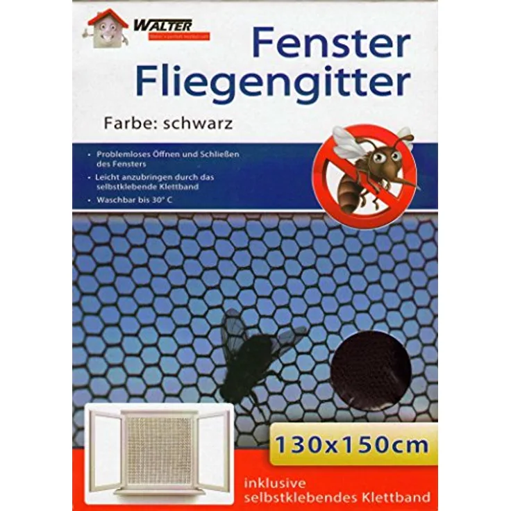 10er Set Fenster Fliegengitter schwarz 130x150cm Fliegennetz Insektenschutz