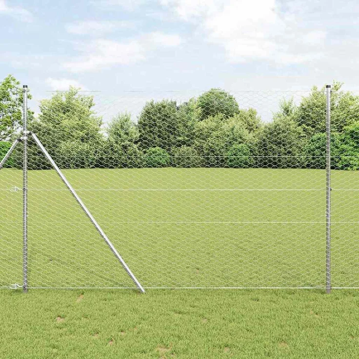 vidaXL Hexagonzaun Silber, 1,6 x 100 m, verzinkter Stahl, wetterbeständig und modernes Design