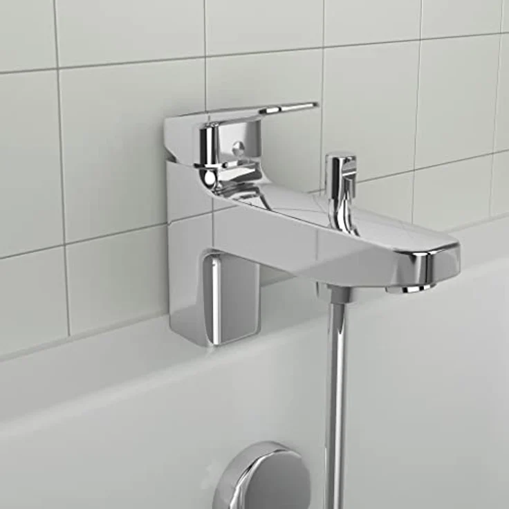 Ideal Standard Badearmatur Wannenrand Ceraplan, Einhebel-Einlocharmatur mit starren Gussauslauf, Chrom – Bild 4