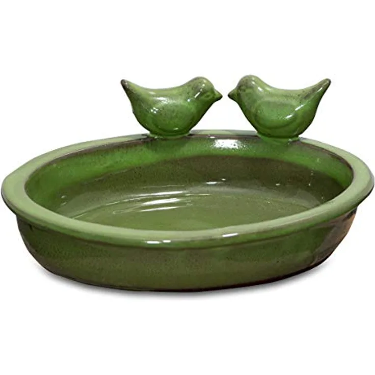 Antikas - Vogeltränke, Vogelbad - Oval - Grün, Wasserschale als Vogelbecken