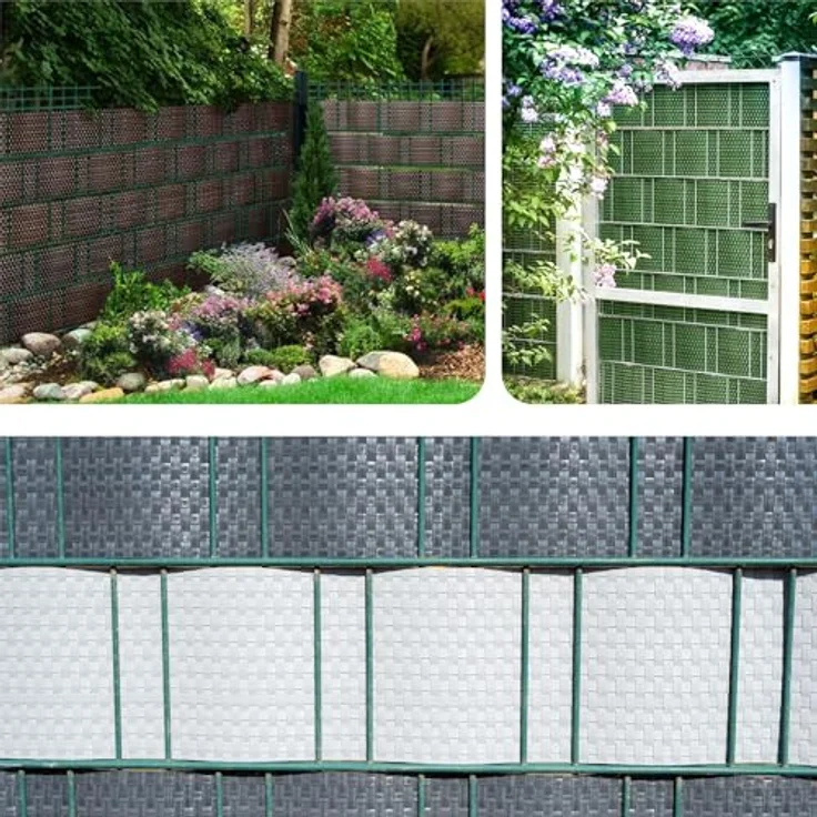 Jardinion Sichtschutzstreifen 250 x 19cm, blickdichter Polyrattan Sichtschutz in Grün, UV-beständig und witterungsresistent – Bild 5