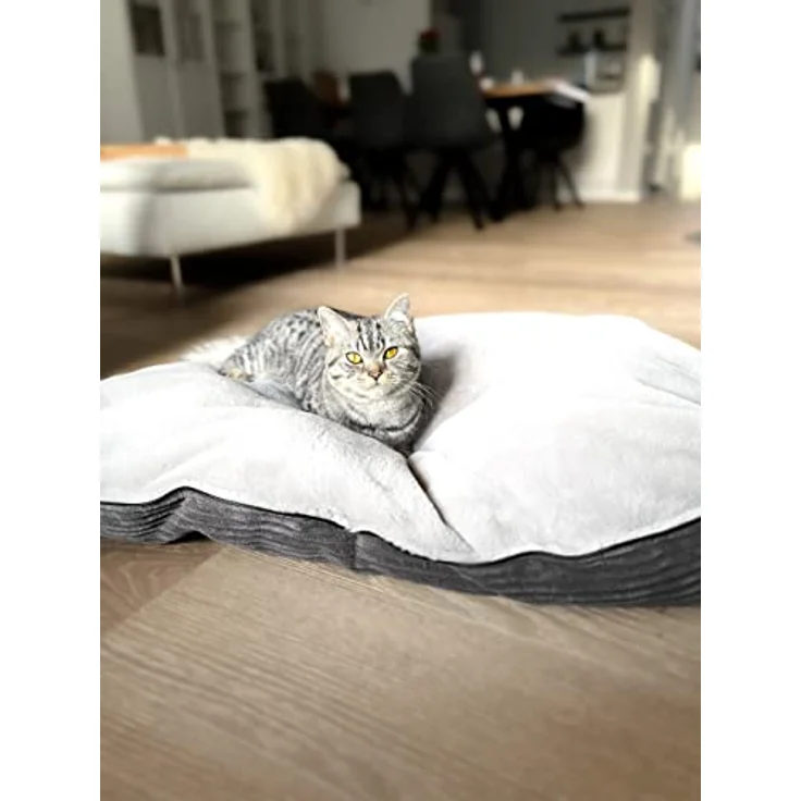 Lebon - Bella Katzenbett | Katzenhöhle | Katzenliegekissen | Kuschelweich mit 3 Funktionen| Cord-Optik & Plüsch | Ideal zum einkuscheln | Beidseitig verwendbar | Waschbar – Bild 2