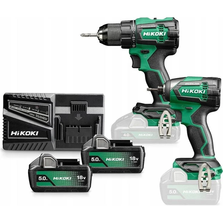 Hikoki 18V Kc18De Wbz, Bohrmaschine/Schrauber DS18De & Schlagschrauber WH18De Set mit 2x 5.0Ah Akkus und Ladegerät im HSC III Koffer