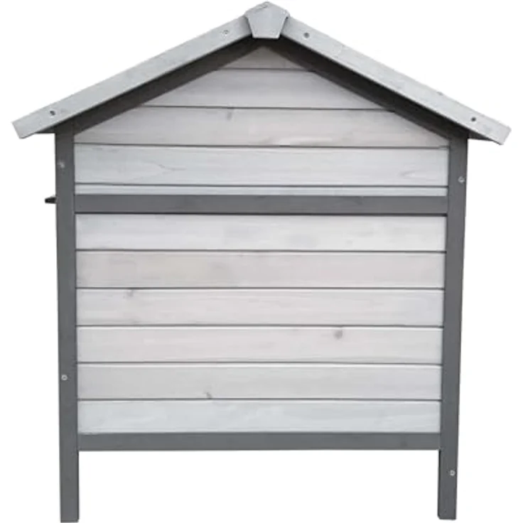 Wiltec Hasenstall hellgrau 1460 x 750 x 830 mm mit Freilaufgehege und erhöhtem Unterschlupf - Kaninchenkäfig mit 2 Etagen, Kleintierstall – Bild 5