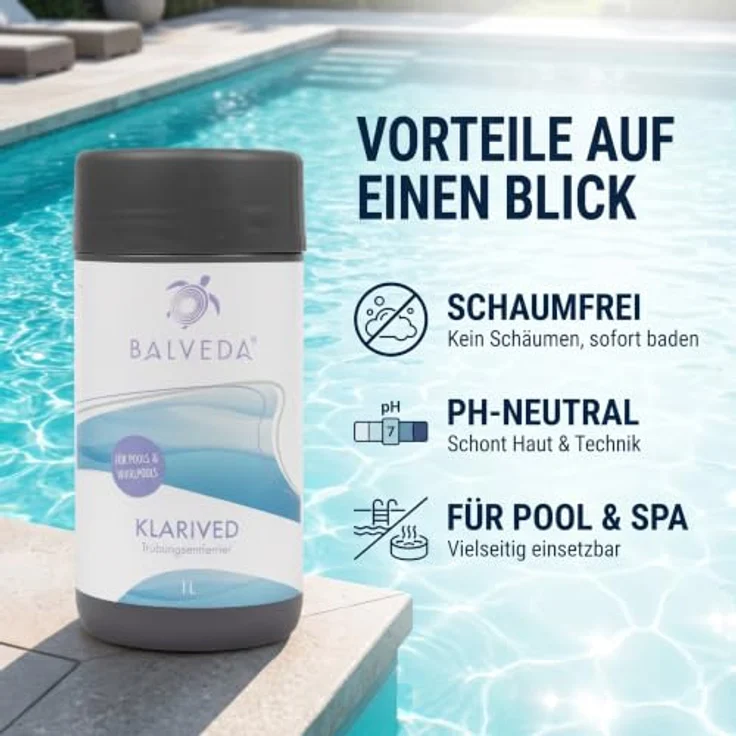 BALVEDA KLARIVED Trübungsentferner, pH-neutrales Mittel zur Langzeitbehandlung für kristallklares Wasser, 3x 1 L – Bild 4