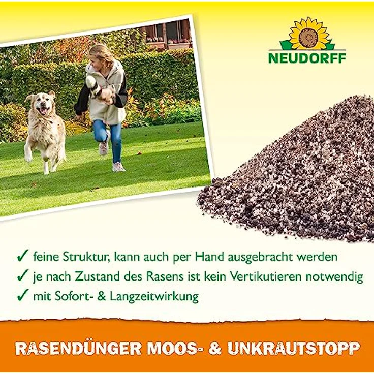 Neudorff RasenDünger Moos- & UnkrautStopp 18 Kg für 360m², organisch-mineralischer Dünger mit Eisen und Kalium für dichtes, saftiges Grün – Bild 4