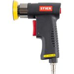 STIER Mini-Exzenterschleifer-Satz ME-26, 100 mm, 64-teilig, mit einstellbarem Luftfluss, gummiertem Handgriff und leiser Anwendung bei 80 dBA