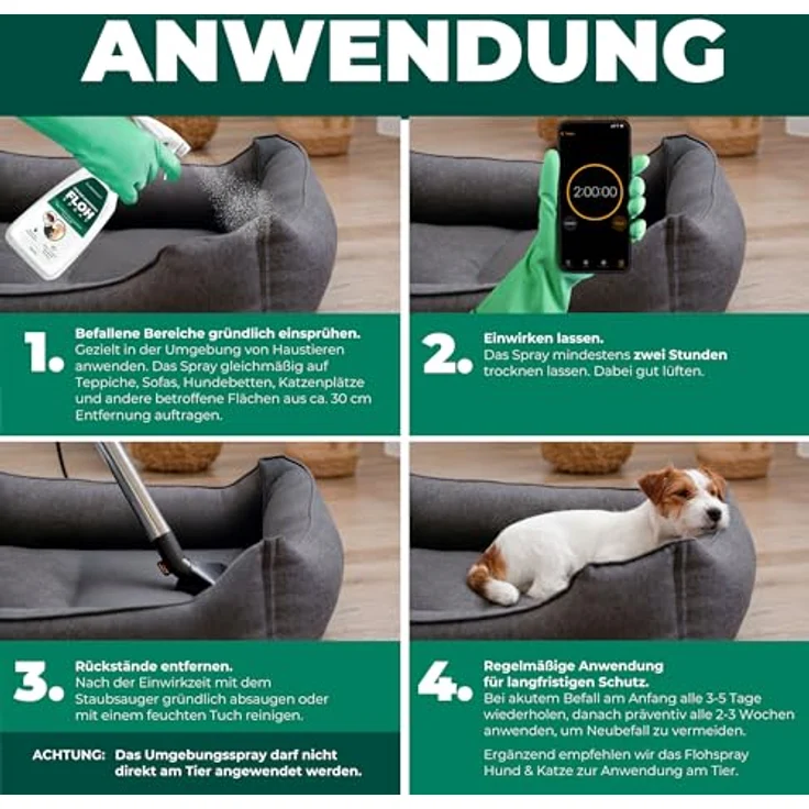 Silberkraft Flohspray für Umgebung, gegen Flöhe, Zecken & Milben, 500 ml, Langzeitschutz, ideal für Textilien, Made in Germany – Bild 5