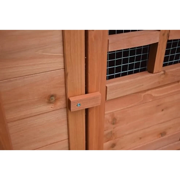 Mucola Hasenstall mit Freilaufgehege 251x190,5x104 cm, Wetterfestes Holz-Kleintiergehege mit 2 Rampen und herausnehmbaren Schubladen – Bild 4