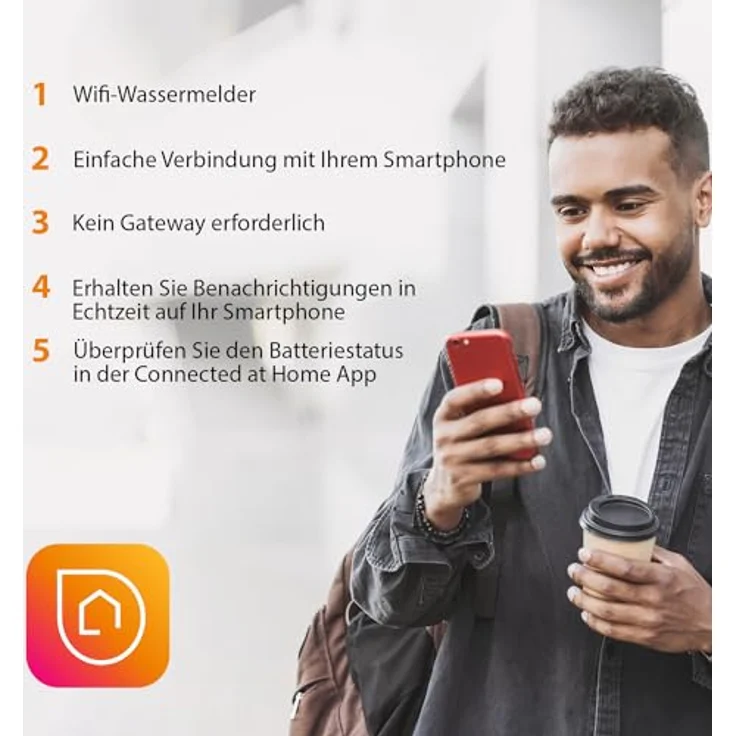 smartwares SMARTWARES Wassermelder FWA-184, WLAN Rauch- und Hitzewarnmelder, weiß – Bild 4