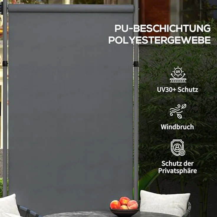 Outsunny Markise Senkrechtmarkise mit Sonnenschutz, Balkonrollo, Dunkelgrau – Bild 6