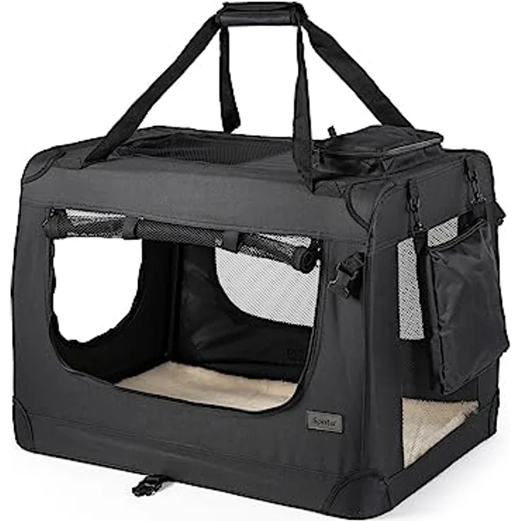 lionto Hundetransportbox Hundetasche Hundebox faltbare Kleintiertasche, (M) 60x42x44 cm schwarz