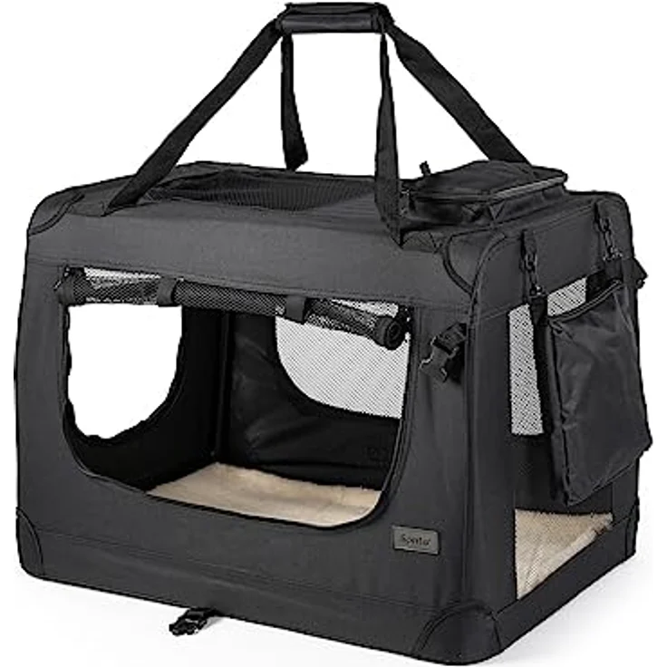 lionto Hundetransportbox Hundetasche Hundebox faltbare Kleintiertasche, (S) 50x34x36 cm schwarz – Bild 1