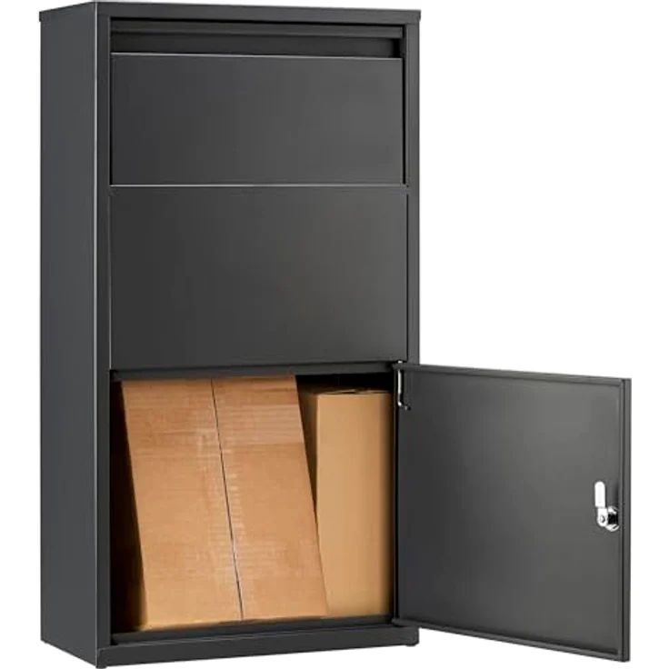 Haussmann Paketbriefkasten Box 391 Grey, Großer Briefkasten, Box für Paket, Briefkästen, Postbox, Kontaktlose Zustellung für Pakete, Zylinderschloss inkl. 4 Schlüssel, Anti Diebstahl Klappe… – Bild 3