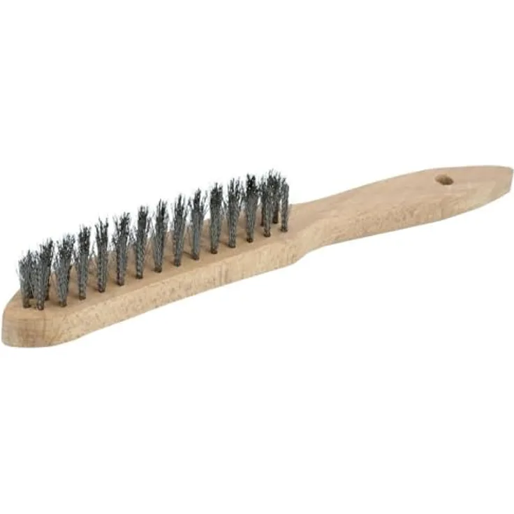 Osborn 1151394 Drahthandbürste 4-Reihen gewellt aus rostfreiem Stahl, Buchenholzgriff, Arbeitslänge 145 mm