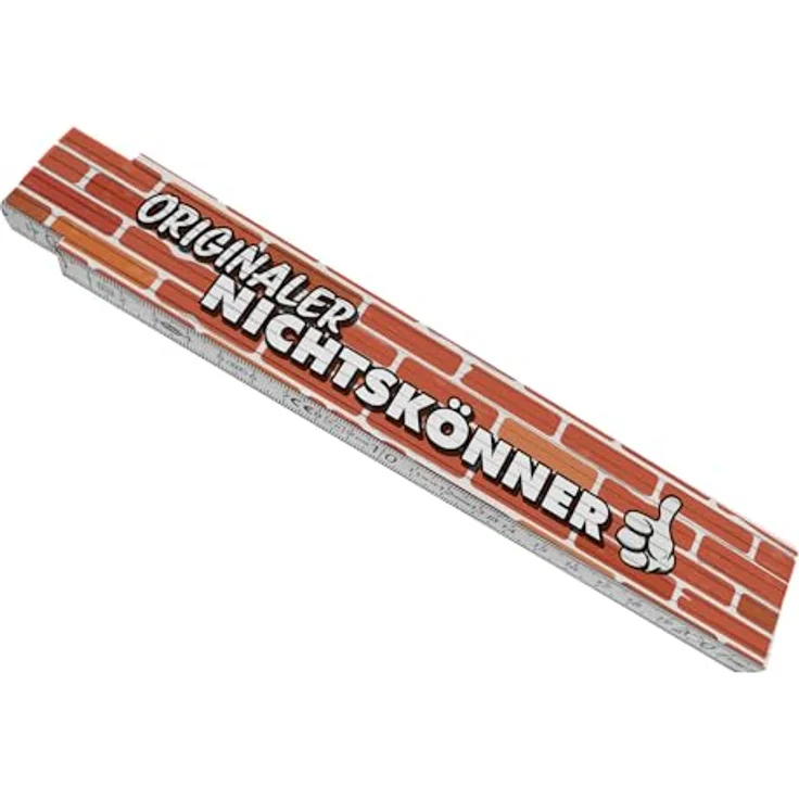 speecheese Meterstab aus Holz mit lustigem Spruch - Originaler Nichtskönner mit Ziegelmauer, hochwertig, 24x3,5 cm, 10 Gelenke – Bild 1