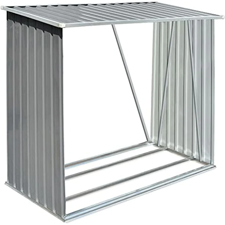 vidaXL Brennholzlager Stahl Grau Kaminholzunterstand Kaminholzregal Holzlager – Bild 1