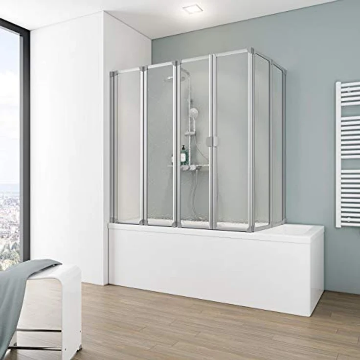 Schulte Duschwand für Badewanne D1700 01 01, 70-80 cm, Kunstglas Softline hell, alunatur, langlebig, einfache Montage – Bild 2