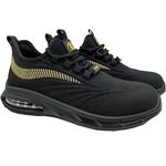 Power Safe Sicherheits-Sneaker Hyper S1P, schwarz-gold, S1P Sicherheitsschuh mit Stahlkappe und durchtrittsicherer Sohle, Größe 45