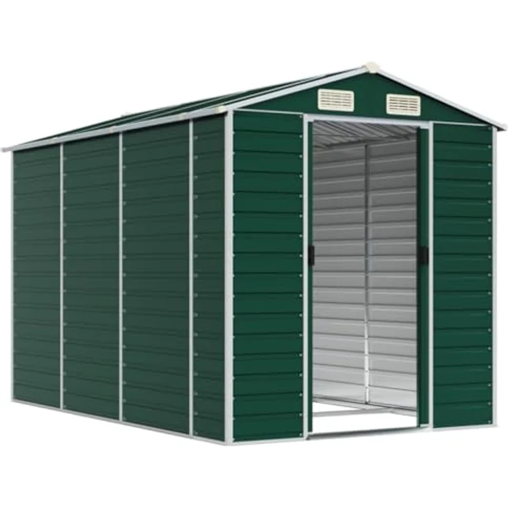 vidaXL Gerätehaus Grün 191x300x198 cm Verzinkter Stahl – Bild 3