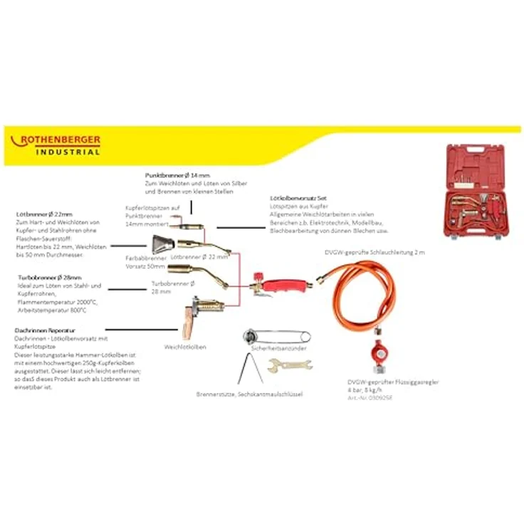 ROTHENBERGER Industrial Turbolötset 16 teilig im Koffer, Hartlöten, Weichlöten, Kapillarspaltlötung - 30900 – Bild 3