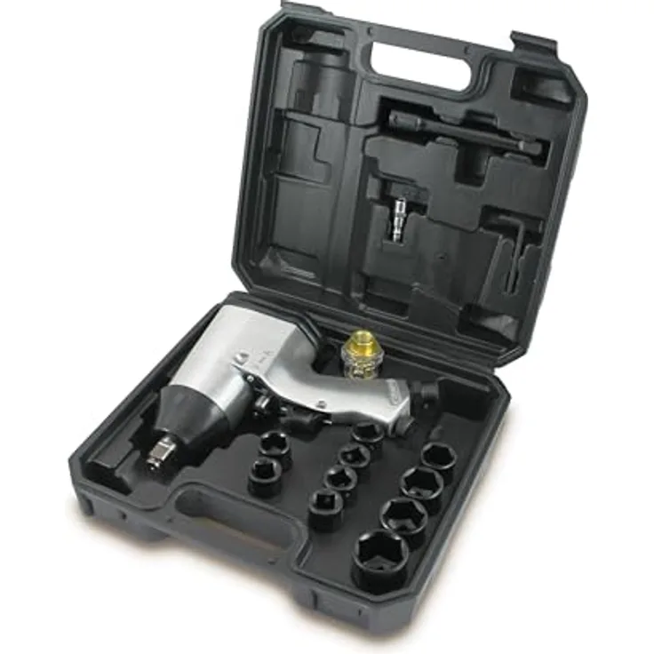 BITUXX® Druckluft Schlagschrauber Radschrauber Set 16-teilig, Pneumatik mit 311Nm, inkl. Transportkoffer und 10 Schlagnüssen