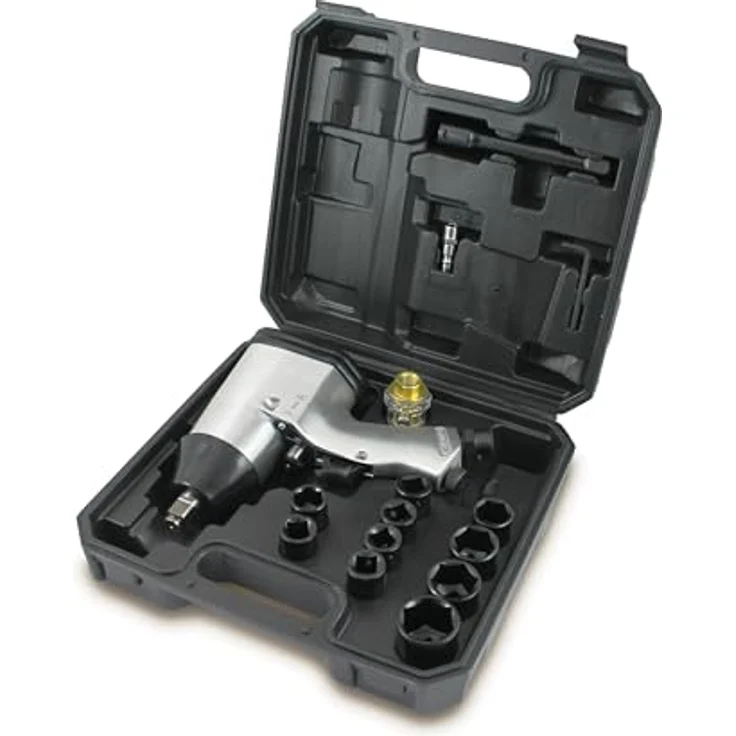 BITUXX® Druckluft Schlagschrauber Radschrauber Set 16-teilig, Pneumatik mit 311Nm, inkl. Transportkoffer und 10 Schlagnüssen – Bild 1