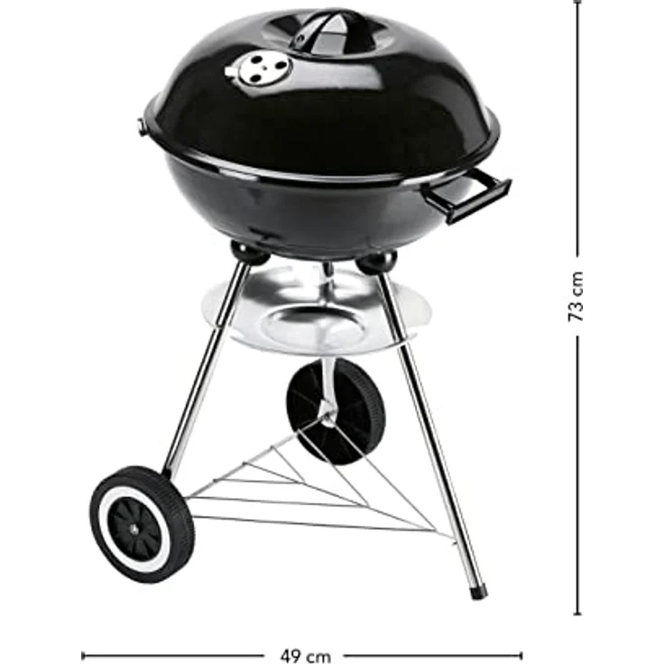 LANDMANN Kleiner Holzkohle Kugelgrill | Grillfläche ca. Ø 41 cm | ca. 15 cm hoher Garraum | Grillhöhe ca. 62 cm | Verchromter Grillrost mit Griffen | 3 Stativbeine – Bild 3