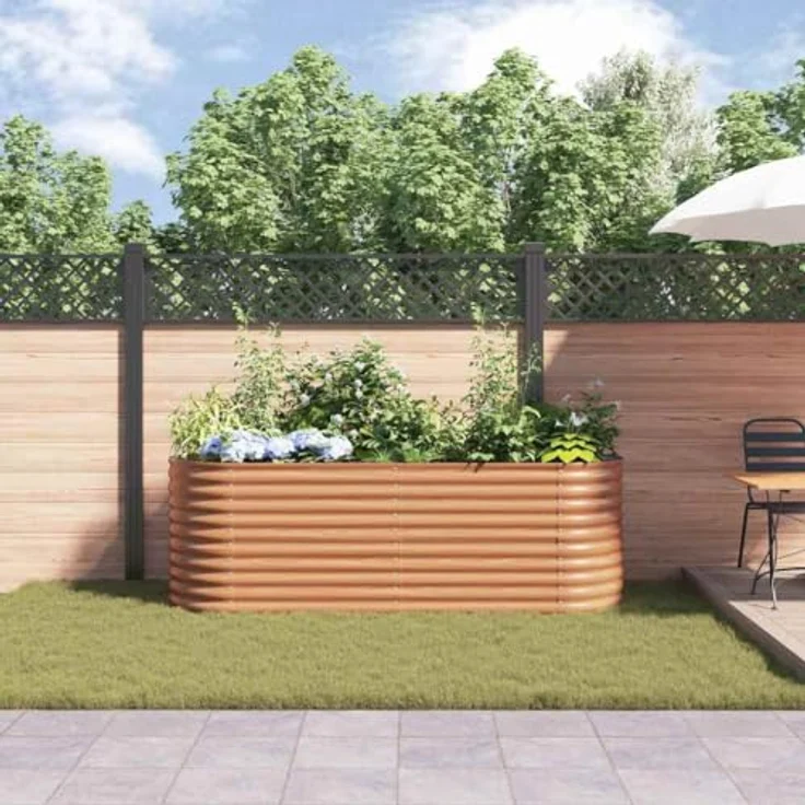 vidaXL Hochbeet Garten-Hochbeet aus braunem Stahl, 240 x 80 x 81 cm mit offenem Bodendesign für gesunde Pflanzen – Bild 5