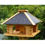 Futterhaus/Vogelhaus mit Strukturputzdach und Solarbeleuchtung, wahlweise mit oder ohne Vogelhausständer, Vogelhausständer:ohne Vogelhausständer