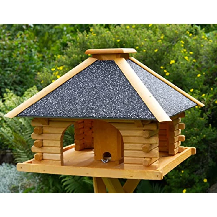 Futterhaus/Vogelhaus mit Strukturputzdach und Solarbeleuchtung, wahlweise mit oder ohne Vogelhausständer, Vogelhausständer:ohne Vogelhausständer – Bild 1